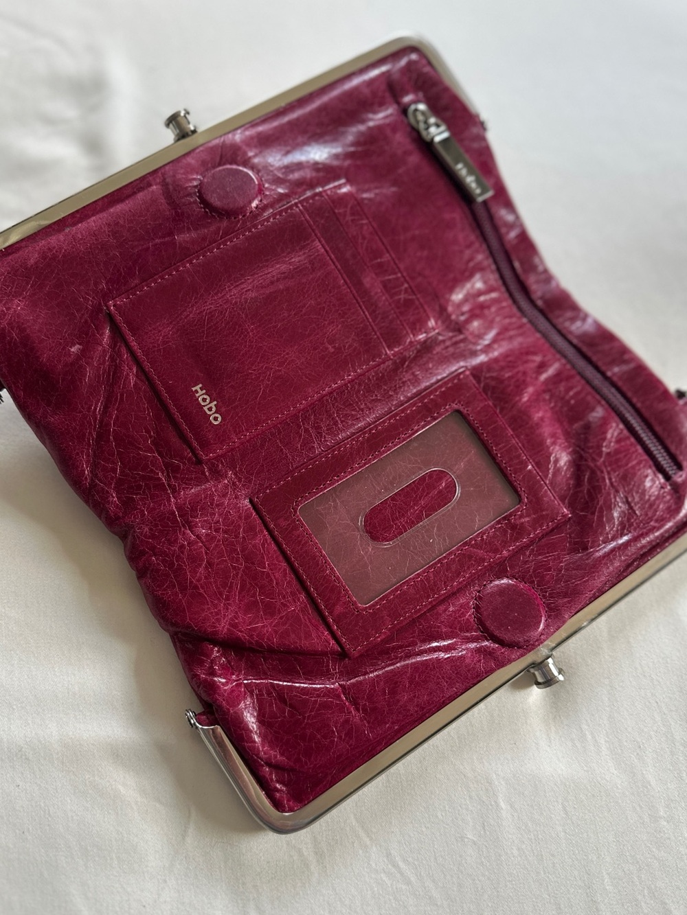 HOBO Lauren Berry Vintage Leather Double Frame Clutch/Wallet